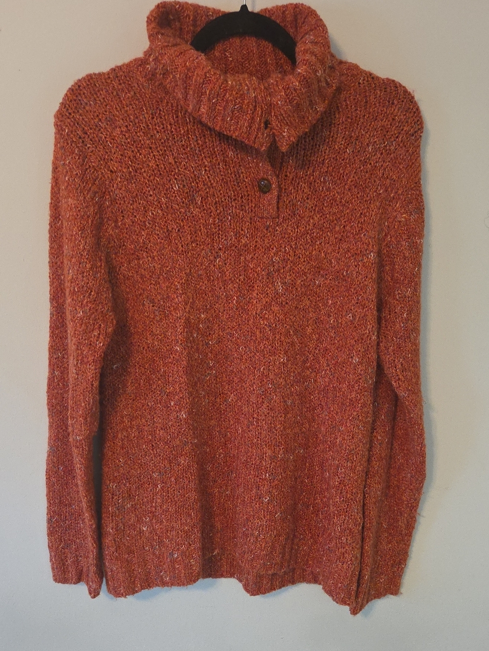 Tradition Sweater Womens Medium Cozy Orange Marled Turtleneck Pullover